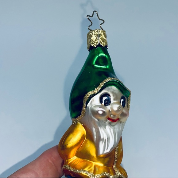 Authentic Star-Topped Inge-Glas German Made Christmas Ornament Dwarf - Picture 2 of 5